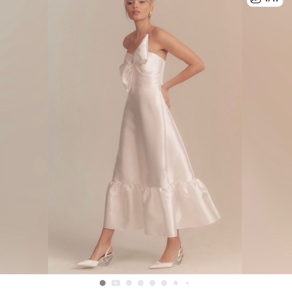 Bridal Anthropologie Hutch Strapless Crystal Bow-tie Midi Dress - Picture 2 of 3
